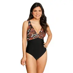 H2O WEAR - Traje de Baño Control Escote V Lydia Mujer - Negro