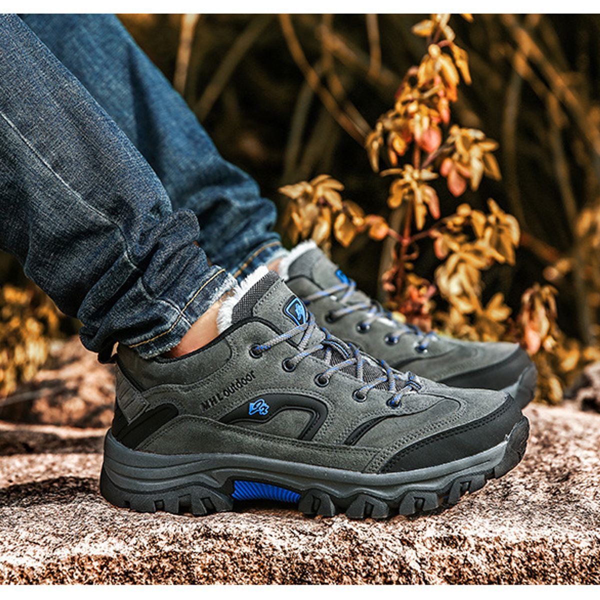 BLWOENS - Zapatillas para hombres Zapatos de trekking- Gris