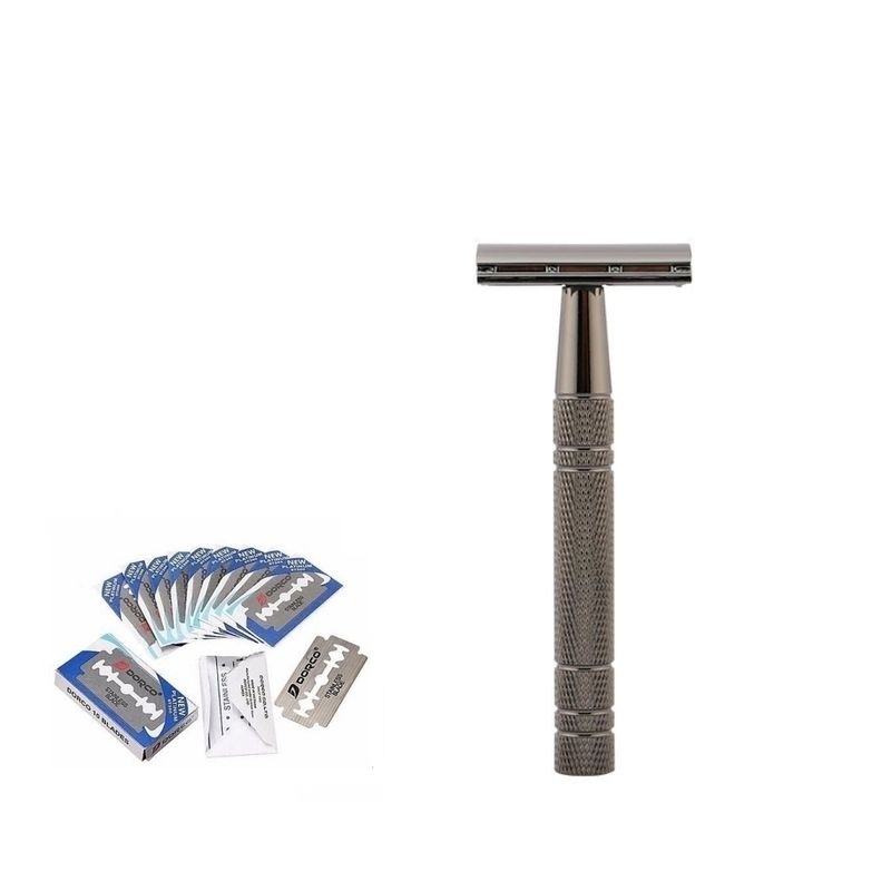 MAXCARE - Navaja Afeitar Clasica Inox 10 Repuestos Barberia.-