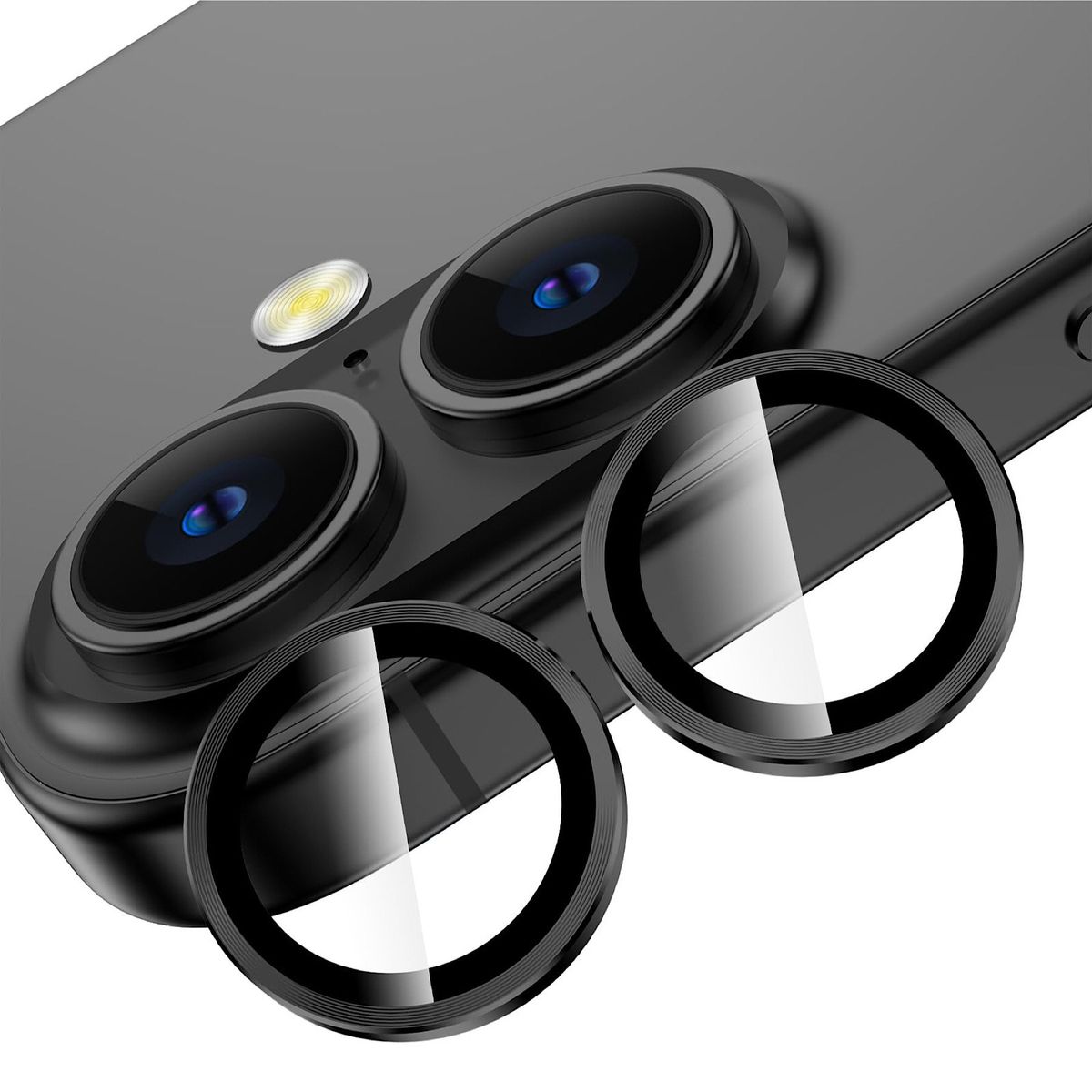 GENERICO - Protector de Lentes Para iPhone 16-16 Plus - Negro