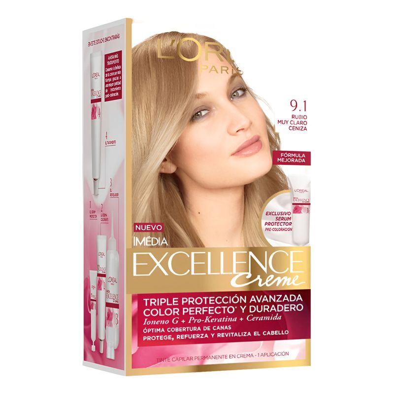 LOREAL PARIS - Coloración Excellence Loréal 91 Rubio Muy Claro Ceniza 1u