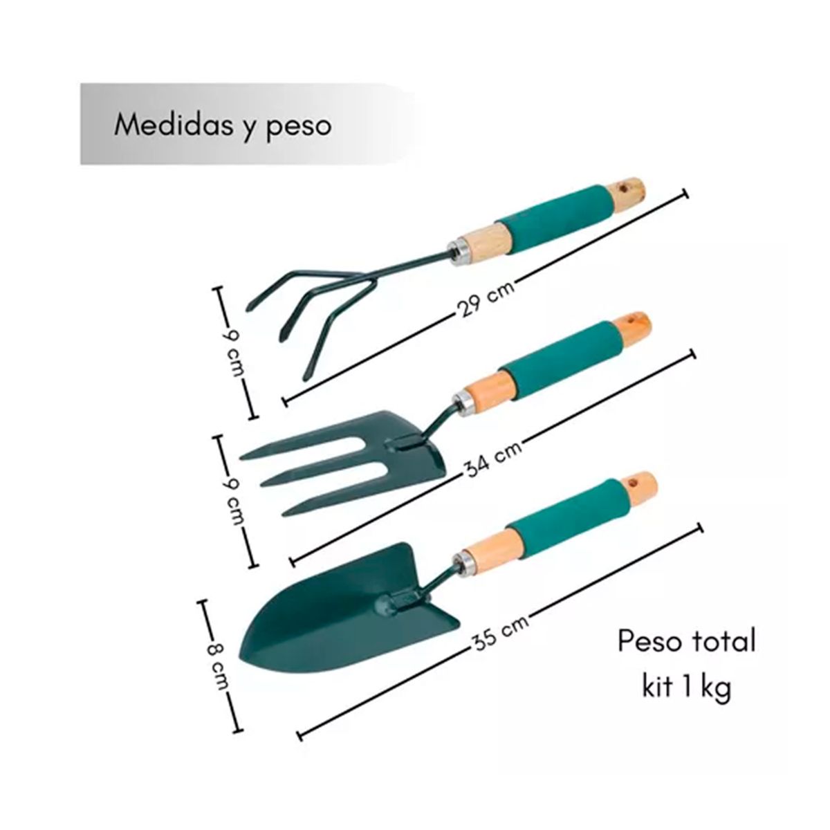 GENERICO - Kit Set Jardinería Huerto 3 Piezas Jardín Huerto Plantas