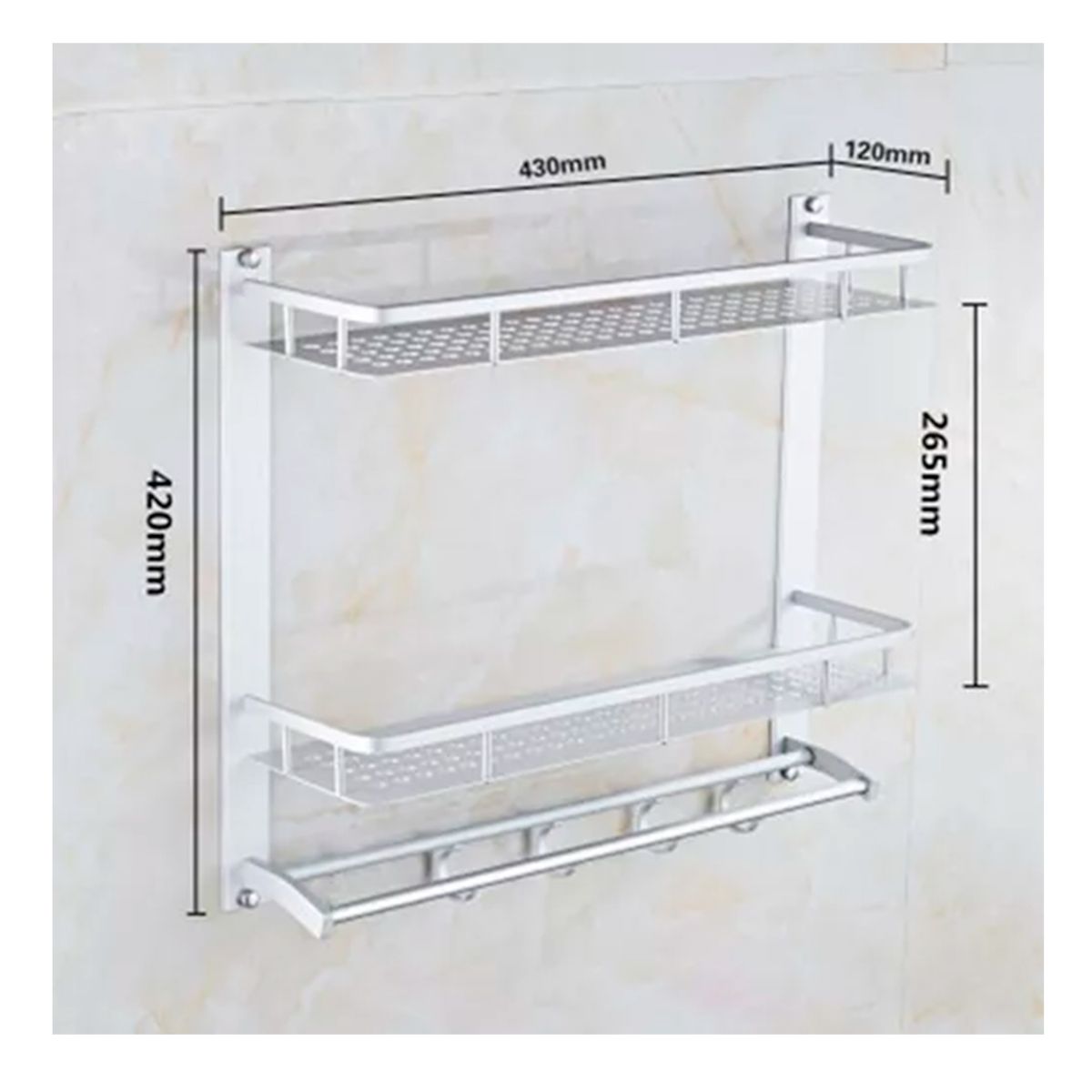 GENERICO - Repisa de Baño Con Barra De Toallas 2 Niveles