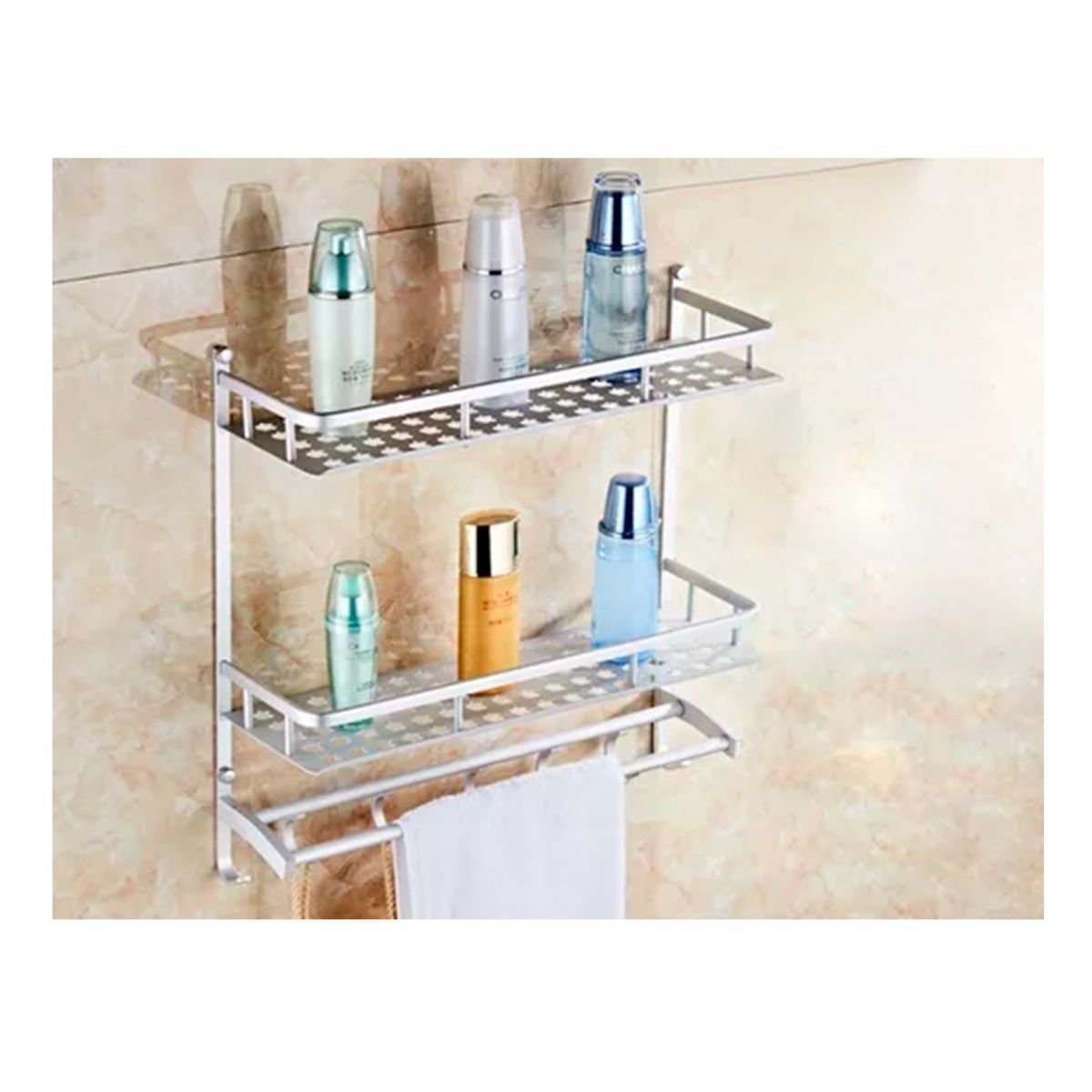 GENERICO - Repisa de Baño Con Barra De Toallas 2 Niveles