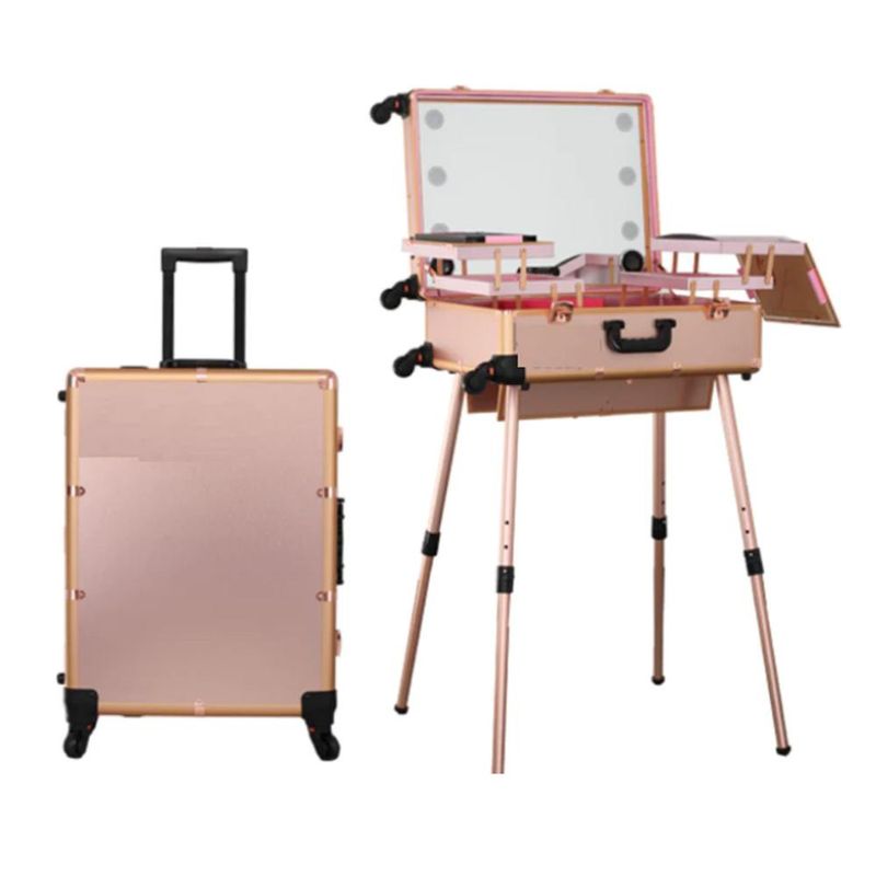 DETODOYMAS - Maleta Profesional Con Luces Y Parlantes Tamaño L - Dorado