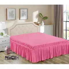 ANGELES DEL HOGAR - Faldonas Para Cama Plaza y Media Rosa