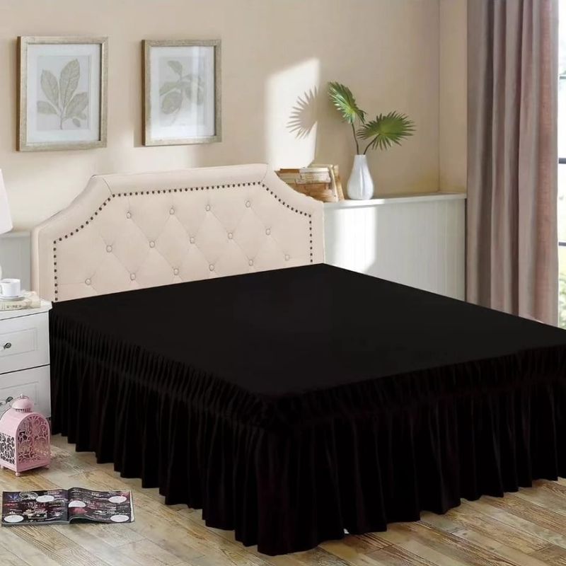 ANGELES DEL HOGAR - Faldonas Para Cama Plaza y Media Negro
