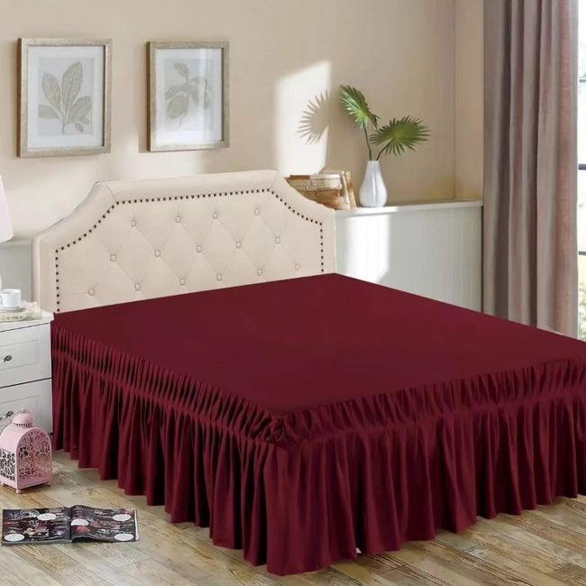 ANGELES DEL HOGAR - Faldonas Para Cama 2 Plaza Burdeos