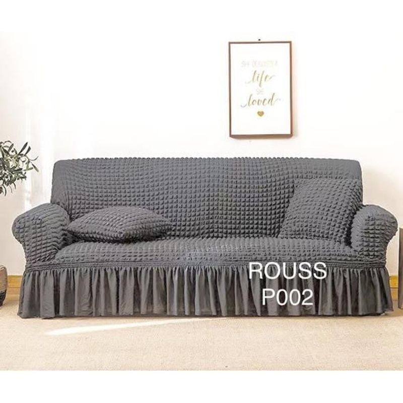 ANGELES DEL HOGAR - Fundas Para Sofa Cubresillones Texturisado cuadrille 2 cuerpos Gris