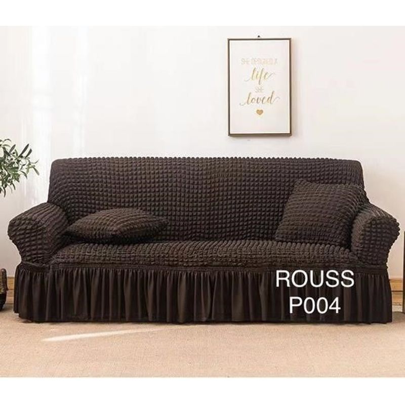 ANGELES DEL HOGAR - Fundas Para Sofa Cubresillones Texturisado cuadrille 2 cuerpos Café