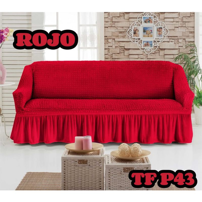 ANGELES DEL HOGAR - Fundas Para Sofa Cubresillones Texturisado cuadrille 3 cuerpos Rojo