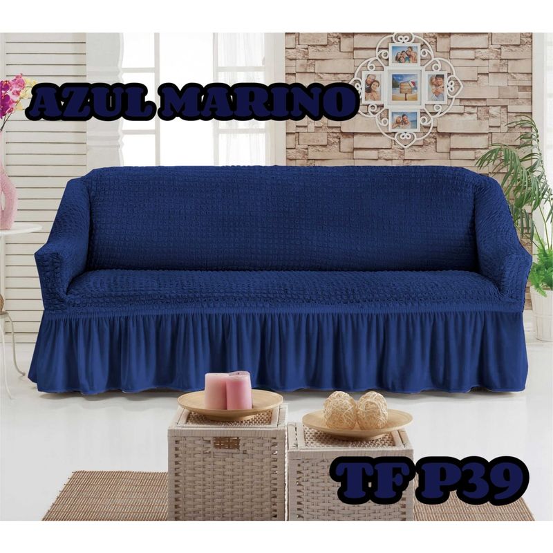 ANGELES DEL HOGAR - Fundas Para Sofa Cubresillones Texturisado cuadrille 3 cuerpos Azul Marino