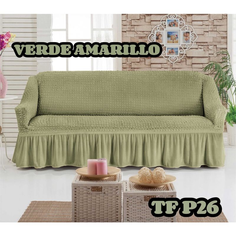 ANGELES DEL HOGAR - Fundas Para Sofa Cubresillones Texturisado cuadrille 3 cuerpos Verde palo