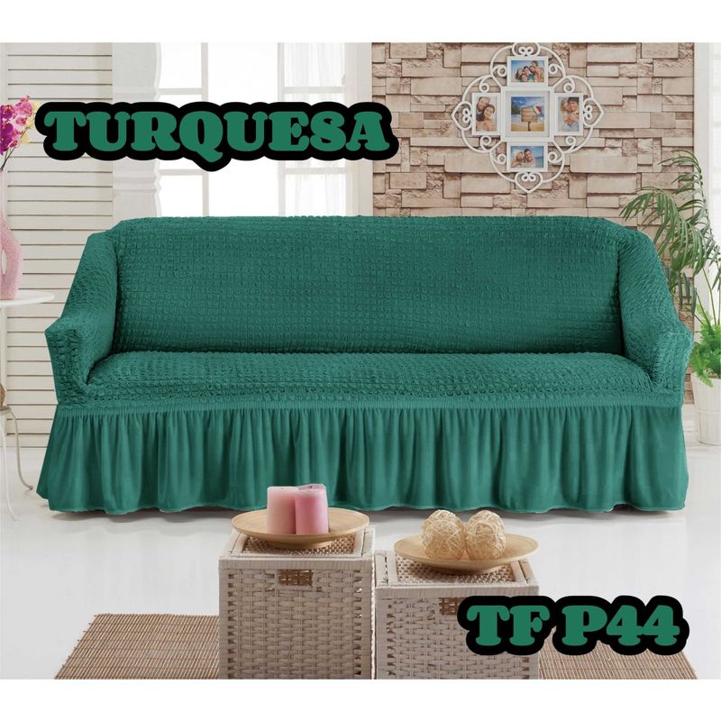 ANGELES DEL HOGAR - Fundas Para Sofa Cubresillones Texturisado cuadrille 3 cuerpos Turquesa
