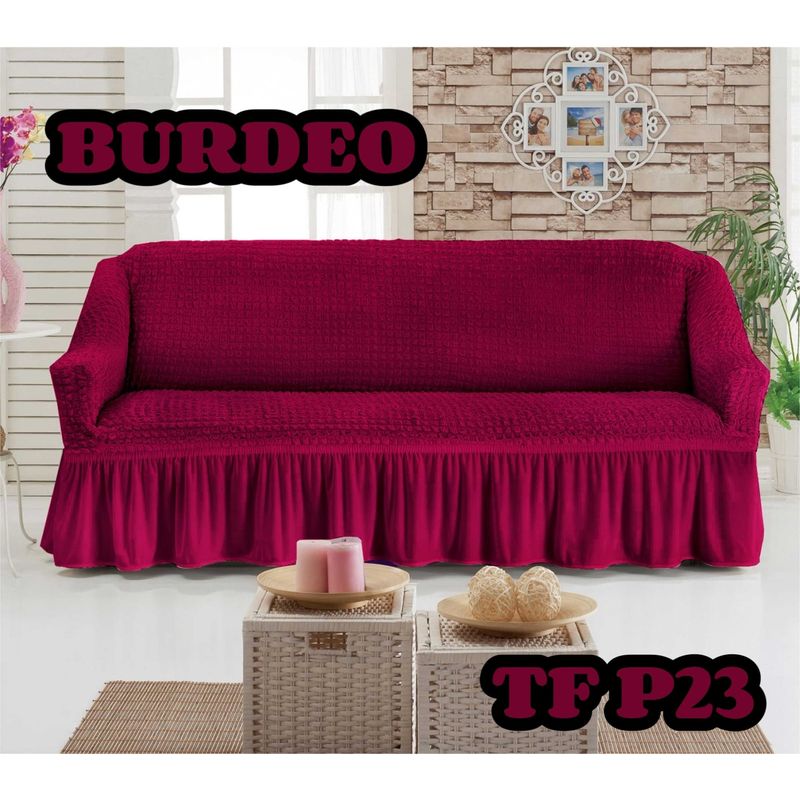 ANGELES DEL HOGAR - Fundas Para Sofa Cubresillones Texturisado cuadrille 3 cuerpos Burdeo