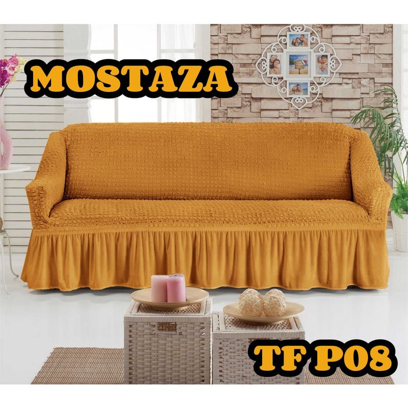 ANGELES DEL HOGAR - Fundas Para Sofa Cubresillones Texturisado cuadrille 3 cuerpos Mostaza