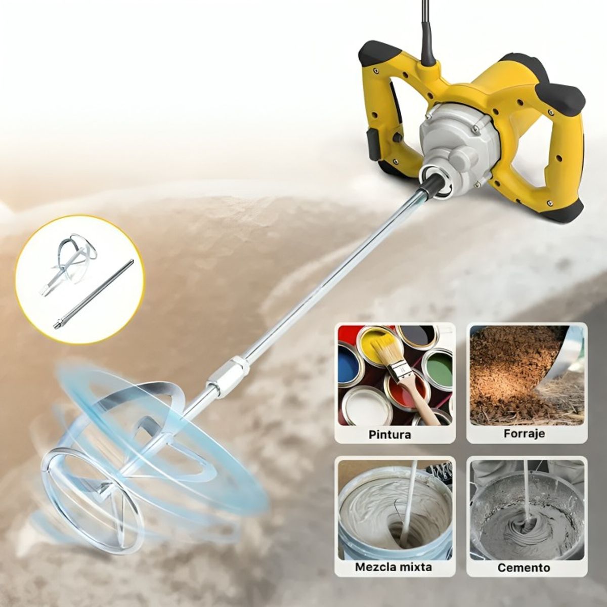 OEM - Mezclador De Cemento y Pinturas Eléctrico 220 1200w