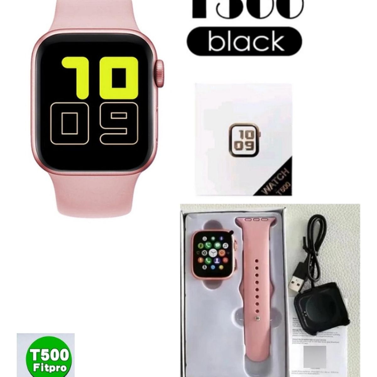 UNIVERSAL - Reloj T500 Inteligente Smartwatch Rosado  Recibe Llamadas