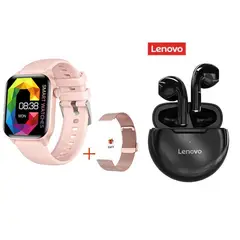 LENOVO - Reloj inteligente resistente al agua Rosa +Lenovo HT38 combo Negro