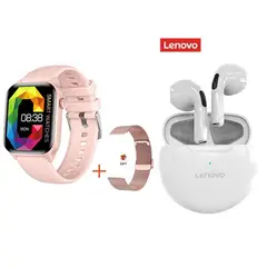 LENOVO - Reloj inteligente resistente al agua Rosa +Lenovo HT38 combo Blanco