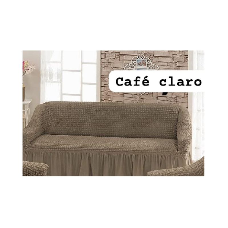 ANGELES DEL HOGAR - Fundas Para Sofa Cubresillones Texturisado cuadrille 3 cuerpos Café Claro