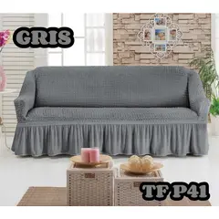 ANGELES DEL HOGAR - Fundas Para Sofa Cubresillones Texturisado cuadrille 3 cuerpos Gris