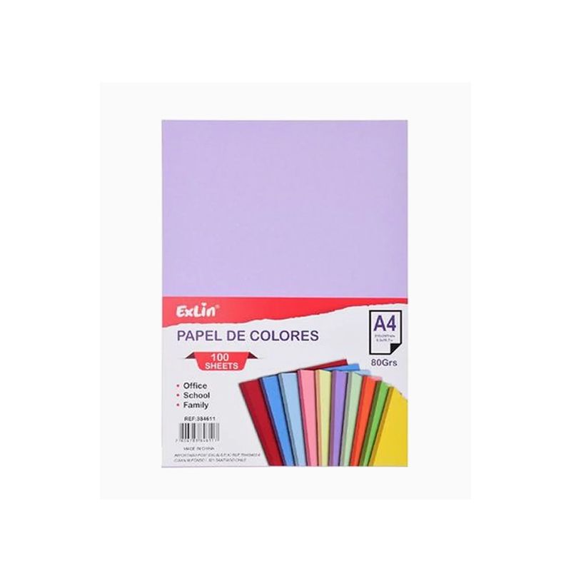 GENERICO - Resma de Papel Color Lila 21cm x 297cm