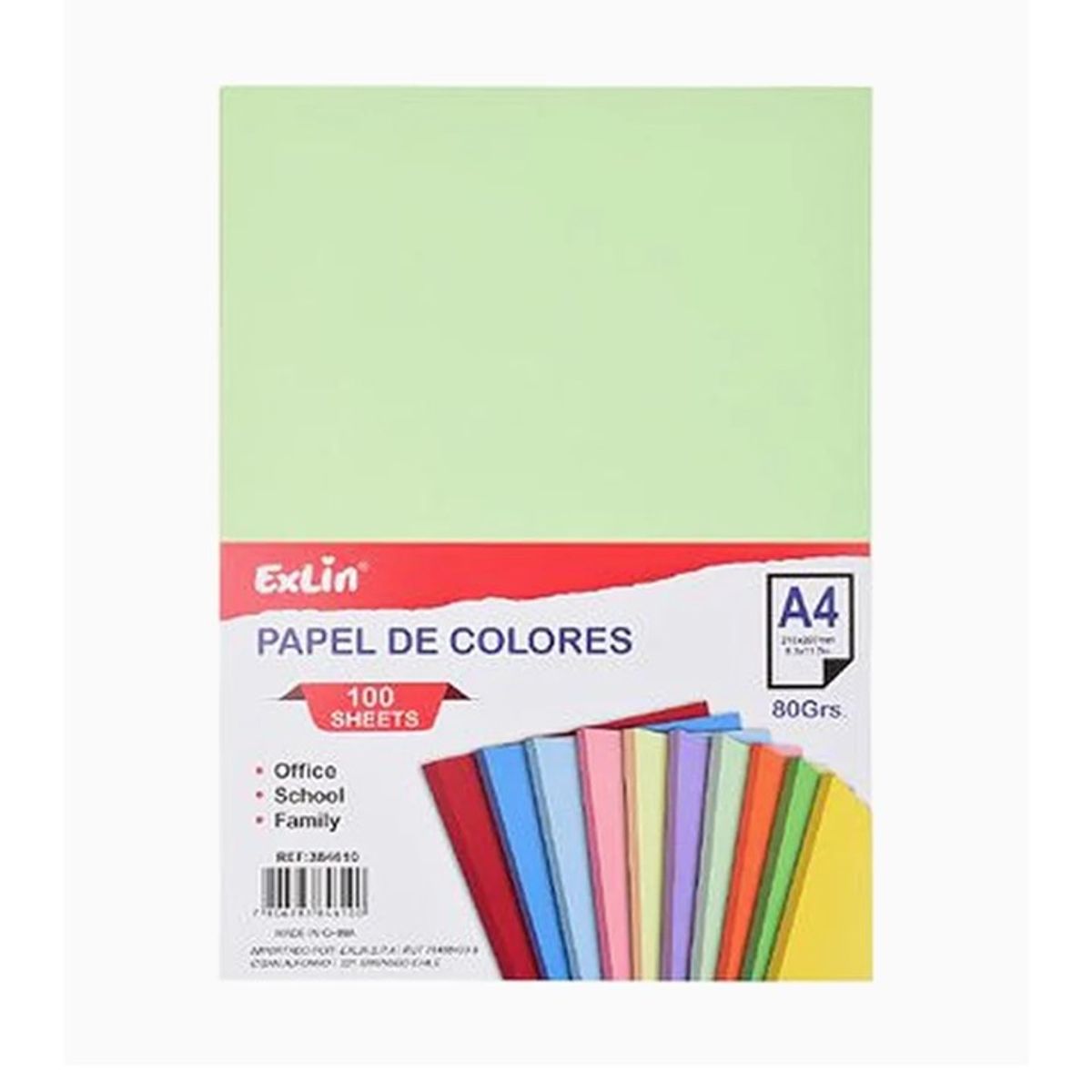 GENERICO - Resma de Papel Color Verde Claro 21cm x 297cm