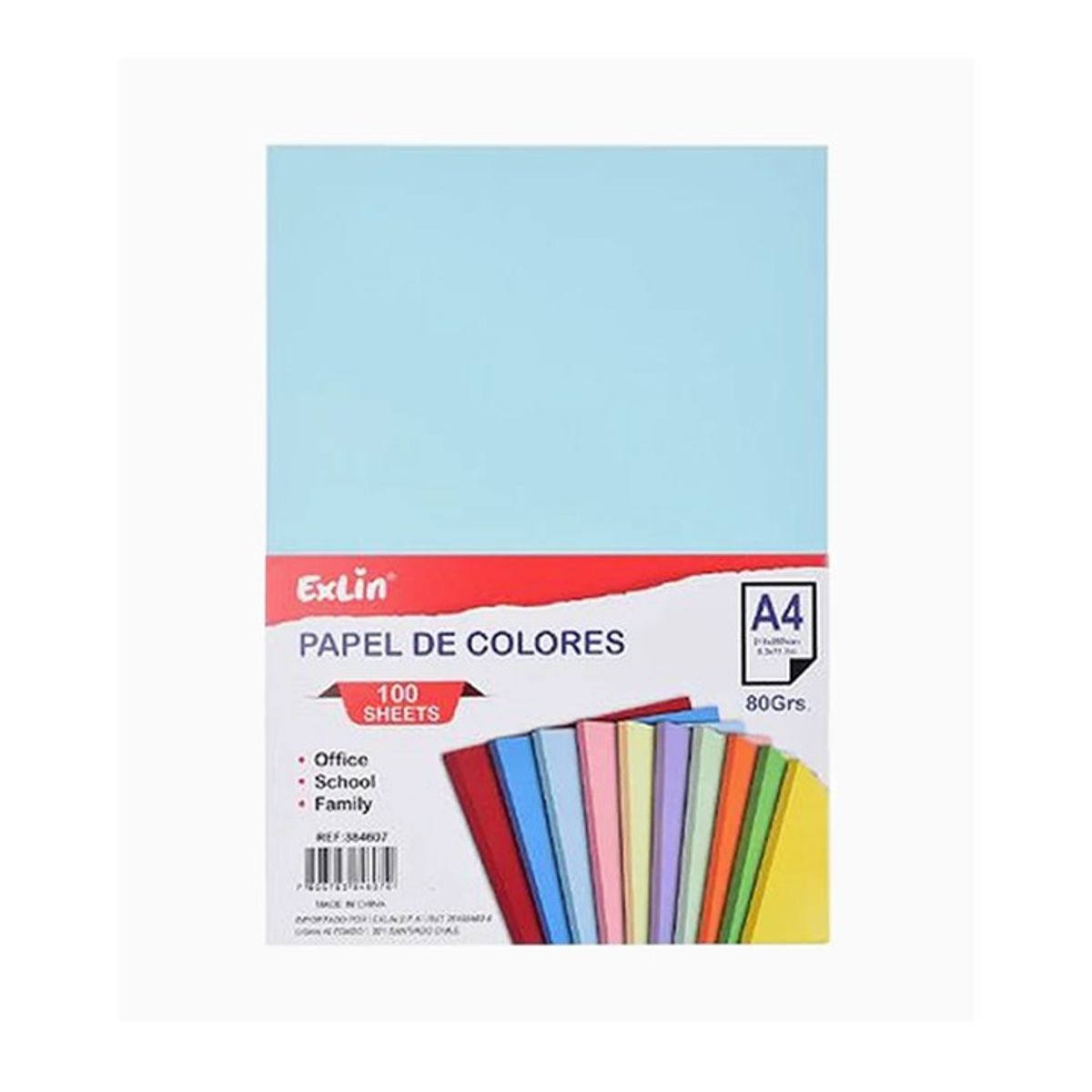 GENERICO - Resma de Papel Color Azul Claro 21cm x 297cm