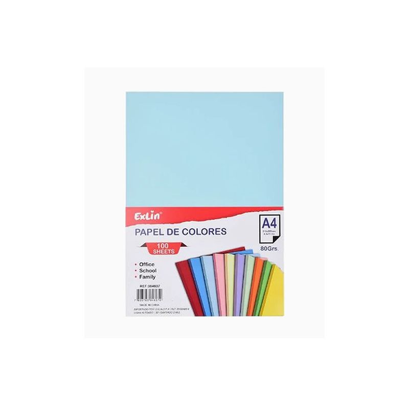 GENERICO - Resma de Papel Color Azul Claro 21cm x 297cm