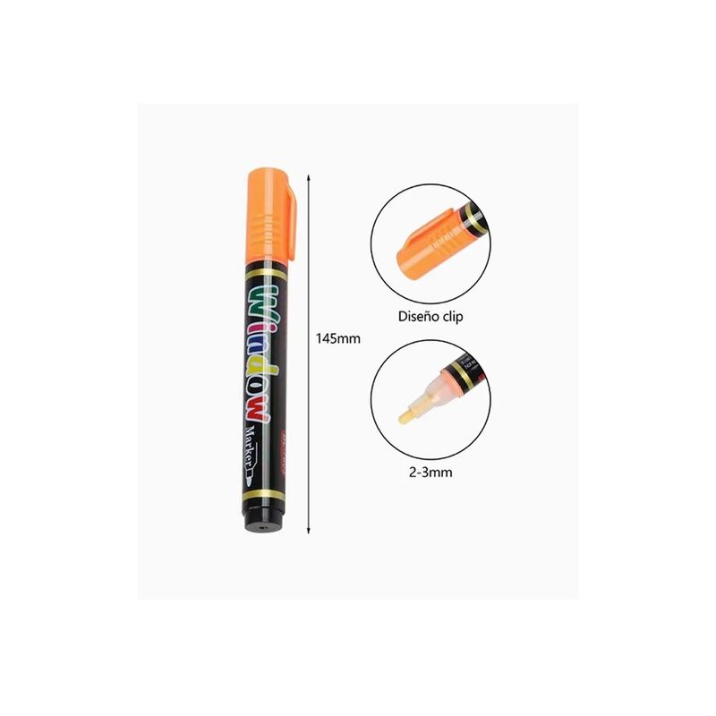 GENERICO - Resaltador de Vidrio Punta Redonda Naranja 1 pcs