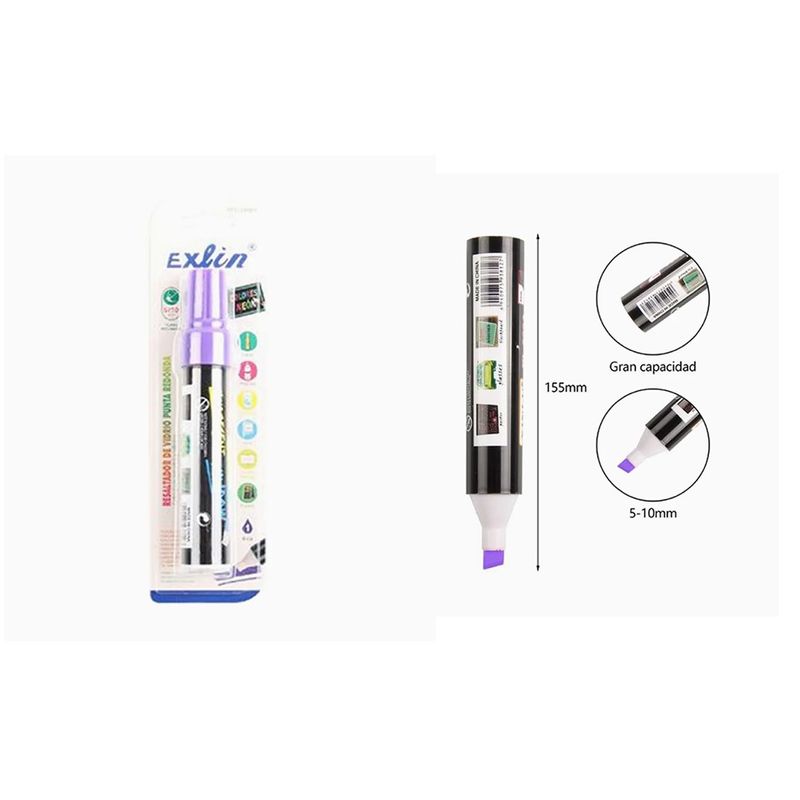 GENERICO - Resaltador de Vidrio Punta Plana 1pcs Morado