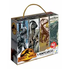 GENERICO - IMEX JCA-3435 PUZZLE 4 EN 1 JURASSIC WORLD 60 PZS
