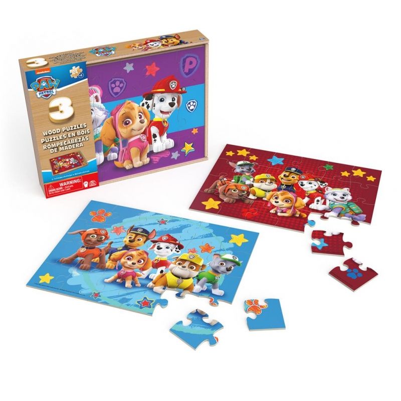 GENERICO - IMEX 6066794 PAW PATROL 3 PUZZLES DE MADERA