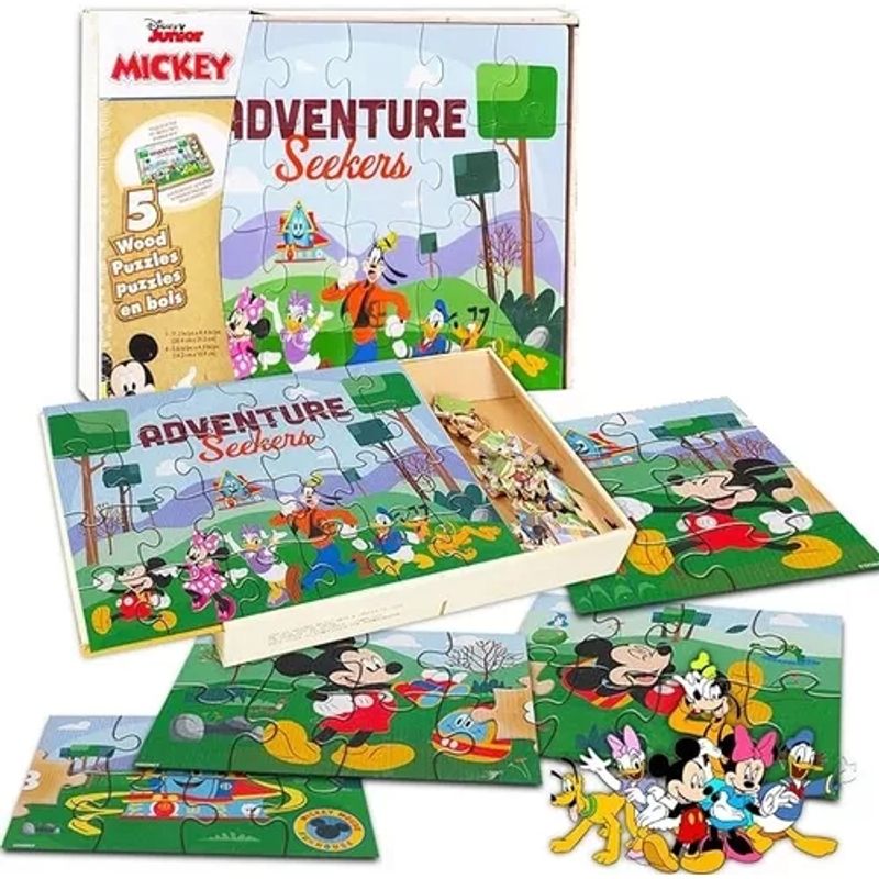 GENERICO - IMEX 6065576 PUZZLE DE MADERA DISNEY MICKEY 5 EN 1