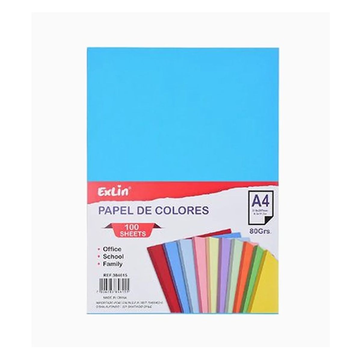 GENERICO - Resma de Papel Color Azul Lago 21cm x 297cm