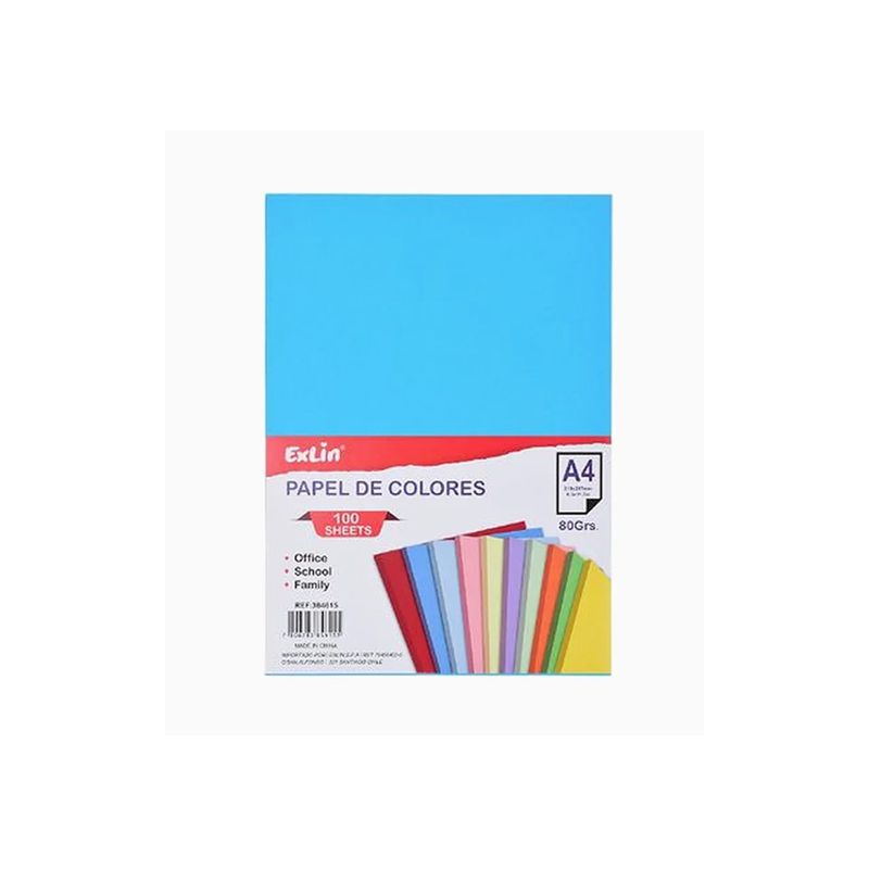 GENERICO - Resma de Papel Color Azul Lago 21cm x 297cm