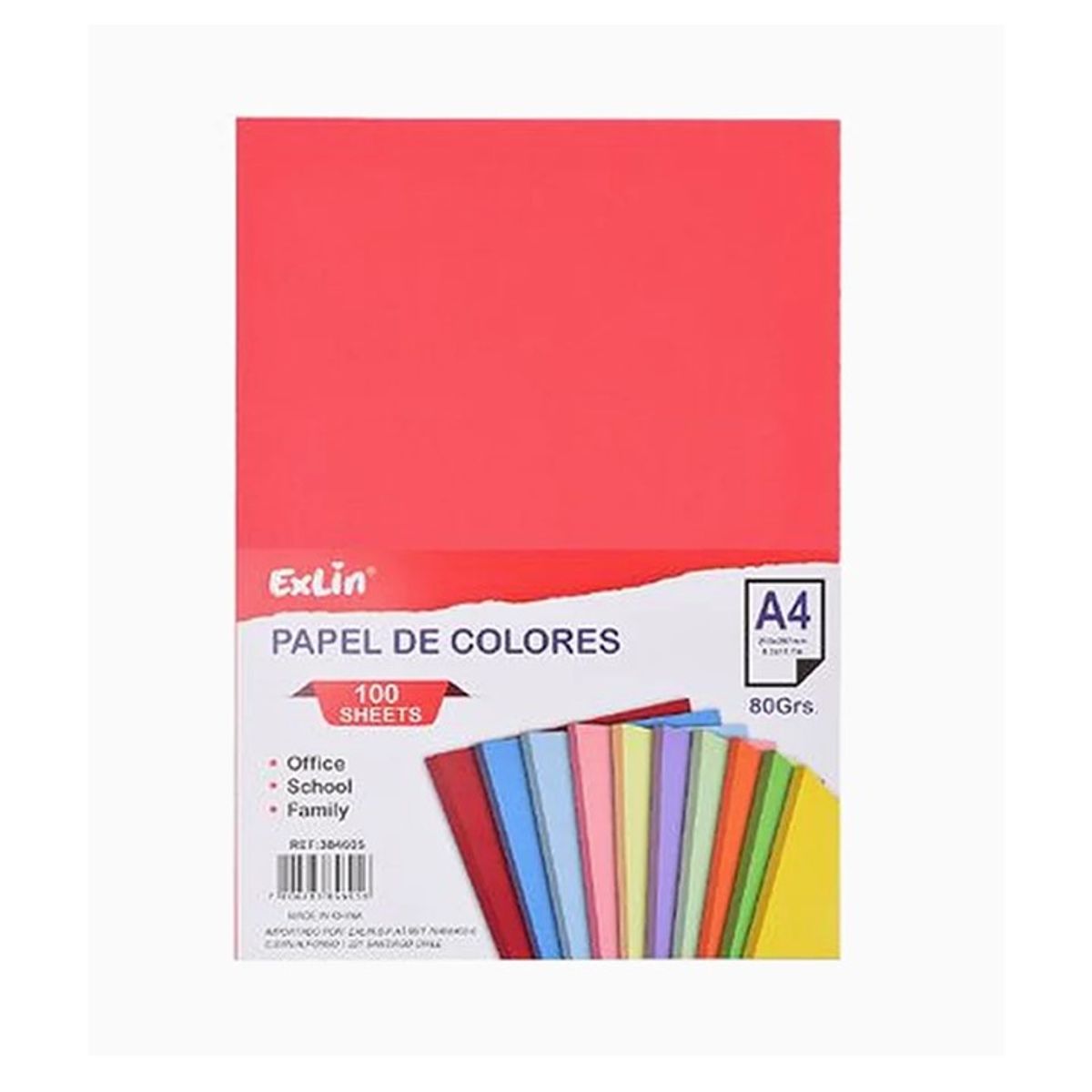 GENERICO - Resma de Papel Colores Surtidos 21cm x 297cm