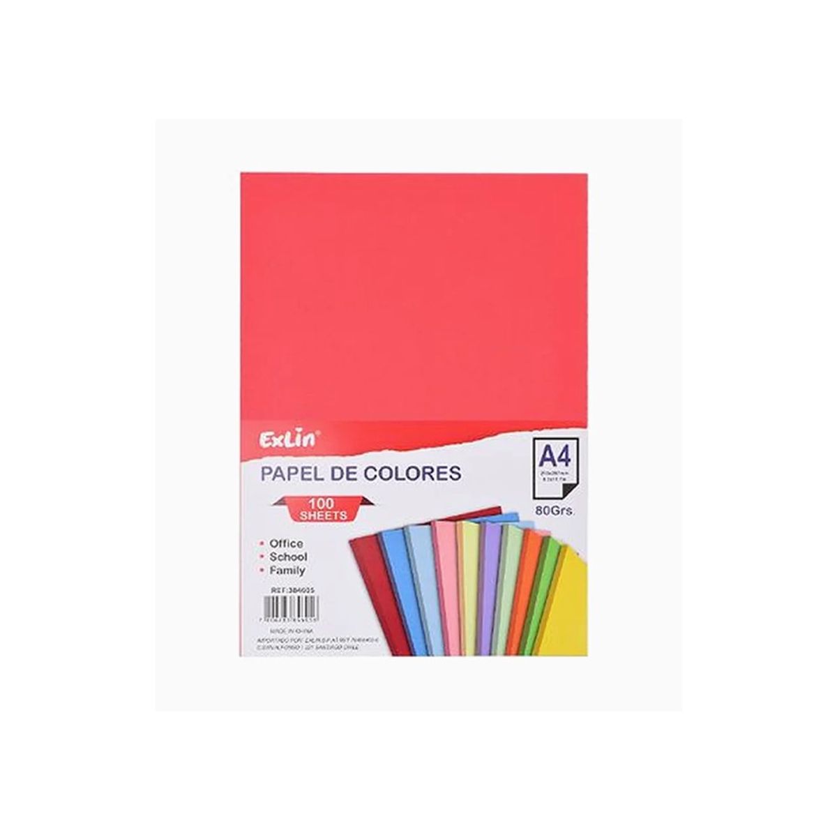 GENERICO - Resma de Papel Colores Surtidos 21cm x 297cm