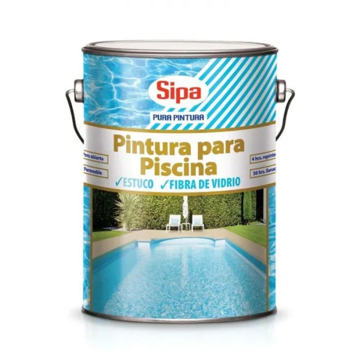 SIPA - PINTURA PARA PISCINAS 1 GALON BLANCO CAUCHO CLORADO SIPA