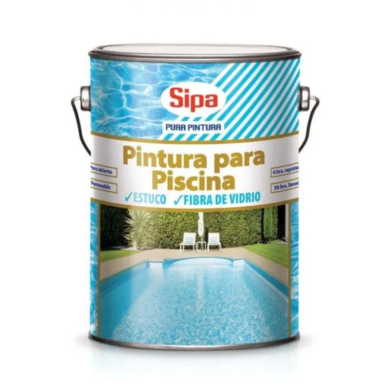 SIPA - PINTURA PARA PISCINAS 1 GALON BLANCO CAUCHO CLORADO SIPA