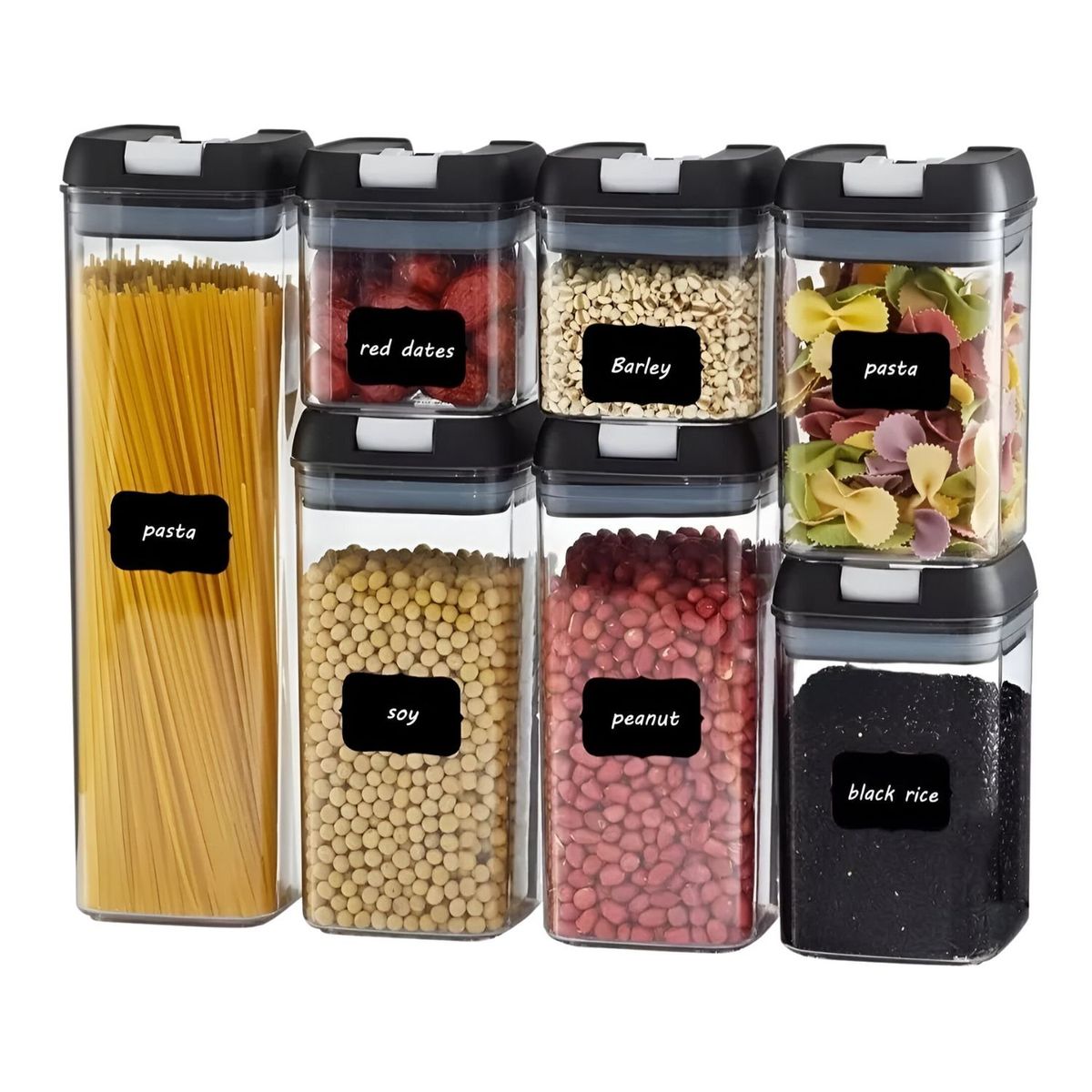 GENERICO - Set De 7 Contenedores Hermeticos De Plastico Cocina Despensa.