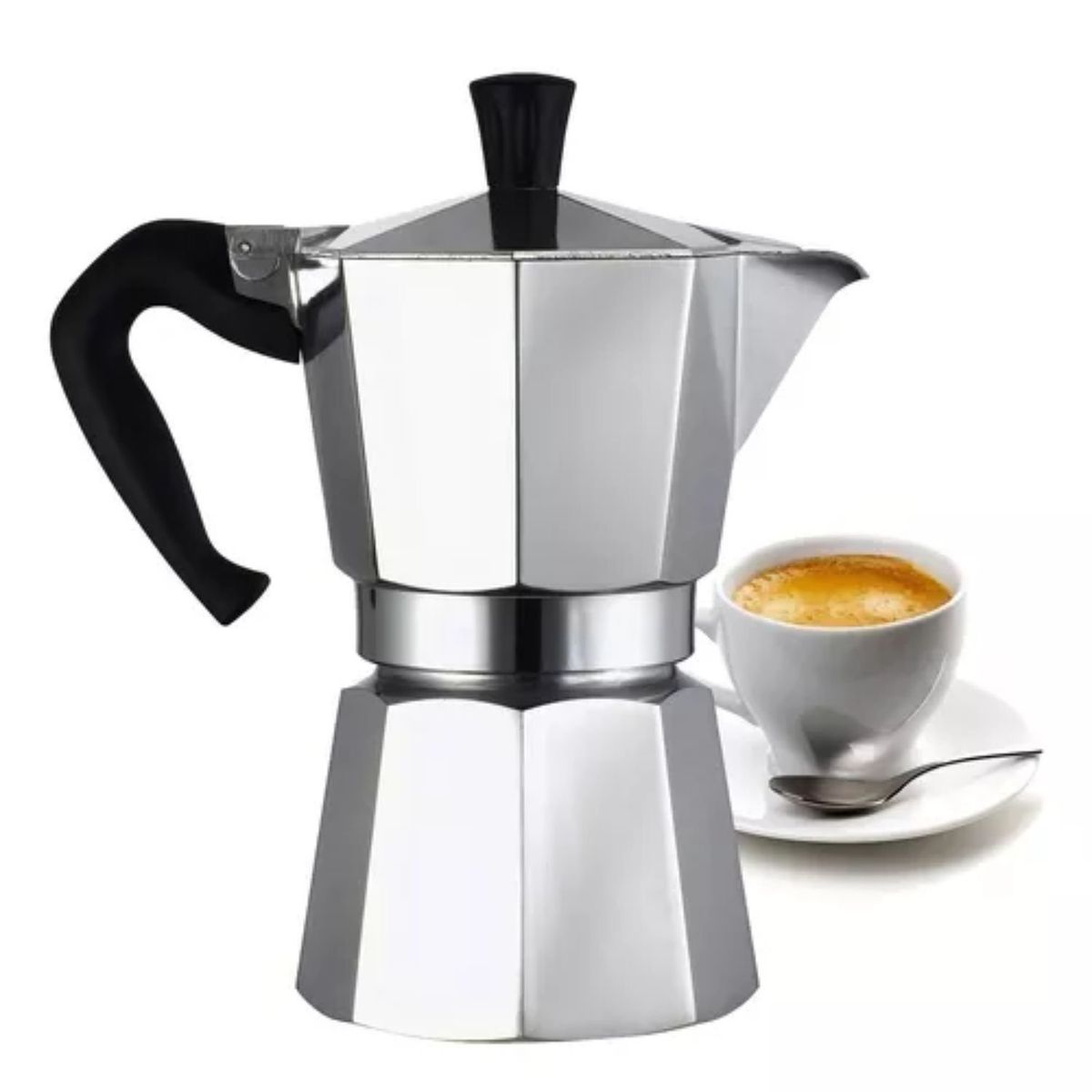 GENERICO - Cafetera Italiana De Aluminio 6 Tazas Cafe Desayuno.