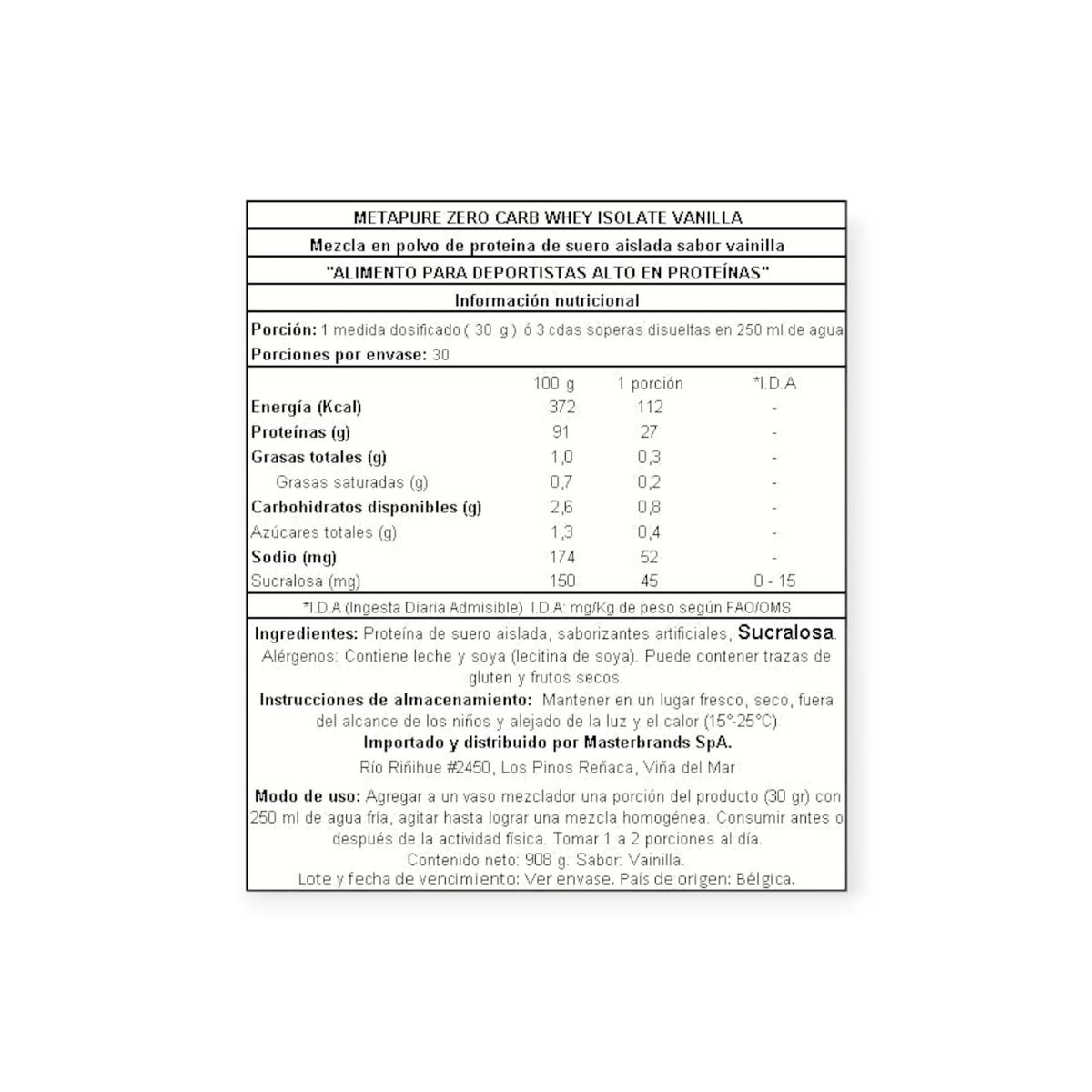 QNT - PROTEINA METAPURE ISO WHEY ZERO VAINILLA 908GR - QNT