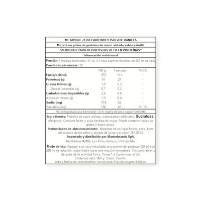 Imagen 2 del producto PROTEINA METAPURE ISO WHEY ZERO MANGO 908GR -