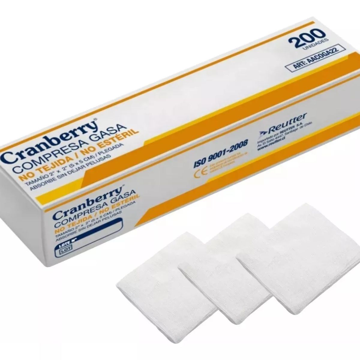CRANBERRY - Gasa No Tejida 5x5 Cm No Esteril Paquete 200 Unidades