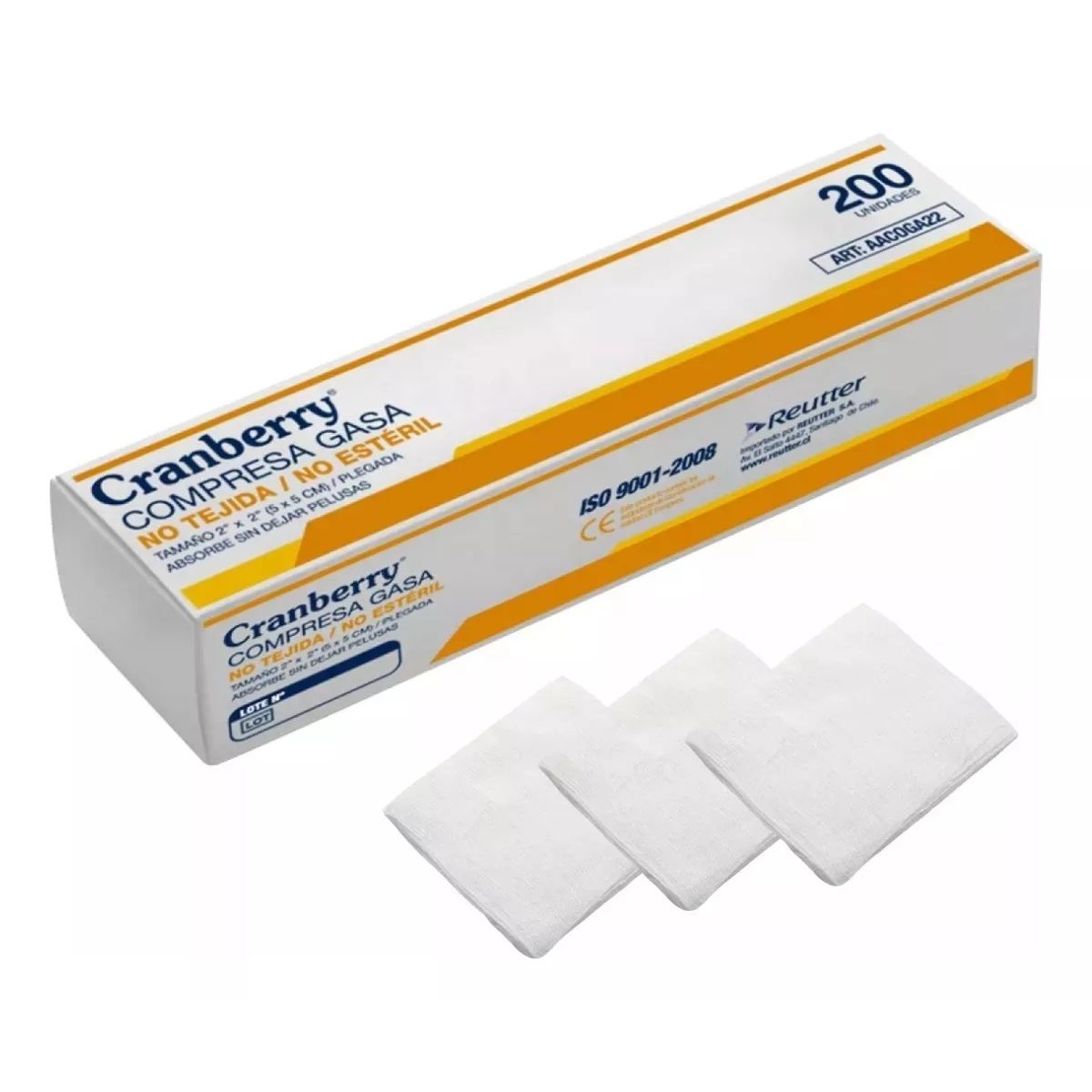 CRANBERRY - Gasa No Tejida 5x5 Cm No Esteril Paquete 200 Unidades