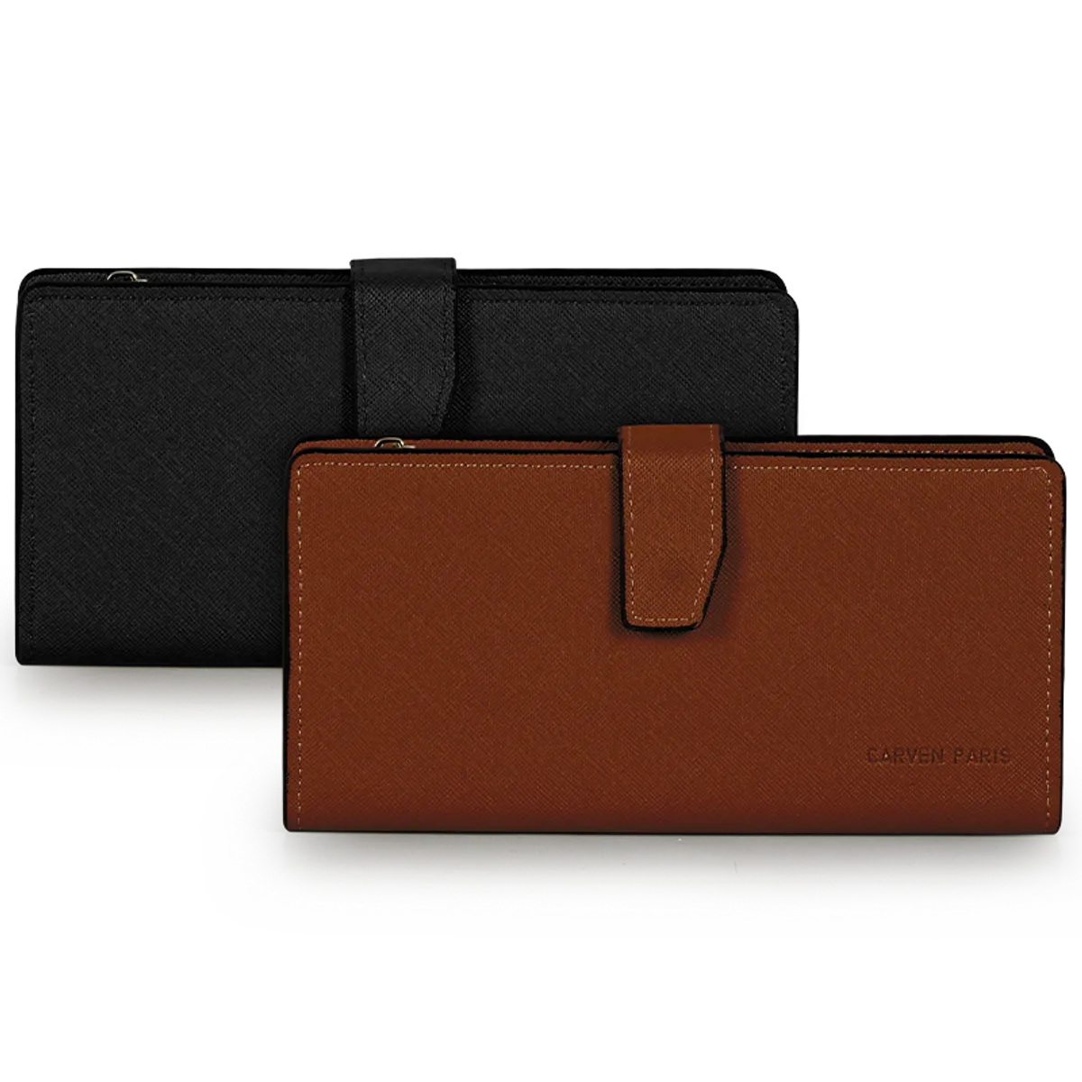 CARVEN - 2 Billeteras de mujer Vesta negra y café Carven