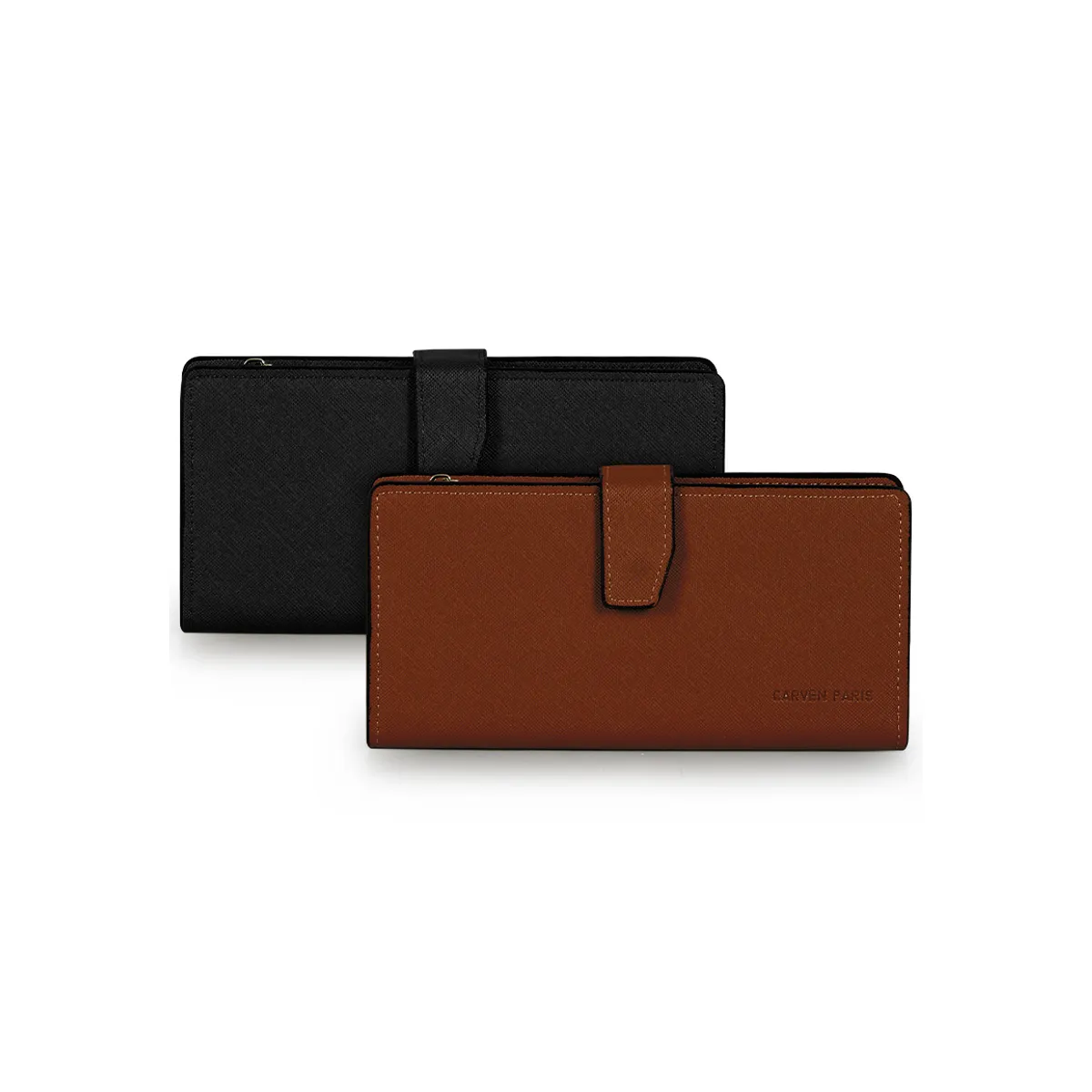 CARVEN - 2 Billeteras de mujer Vesta negra y café Carven