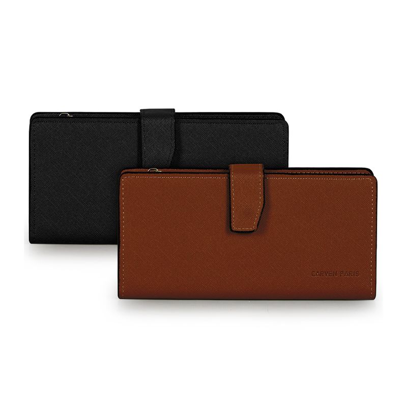 CARVEN - 2 Billeteras de mujer Vesta negra y café Carven